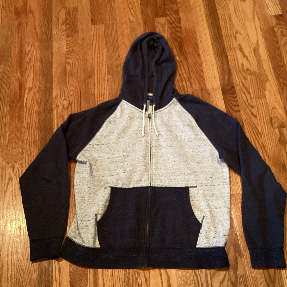 Arizona Jean Company Navy and Light Gray Zip-Up Sweater